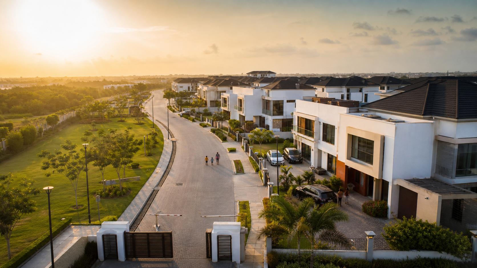 A planned Lagos estate with modern homes and green space